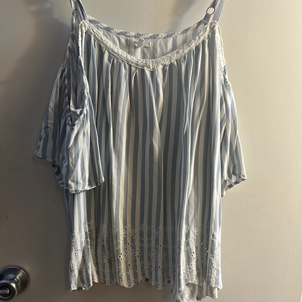 Maurices Blue and White Striped Blouse